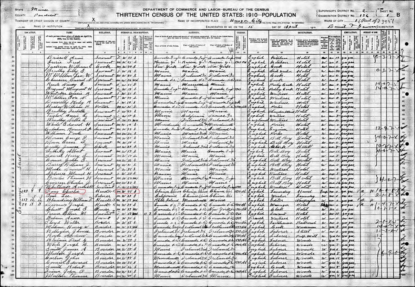 Bangor 1910 census records.jpg